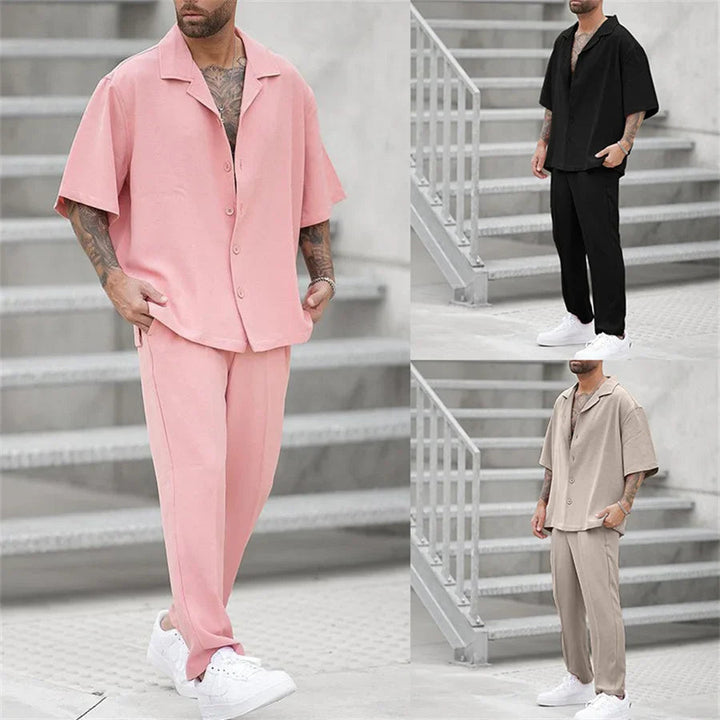 Men's Linen Set – Oversized Cuban Collar Shirt & Straight Trousers