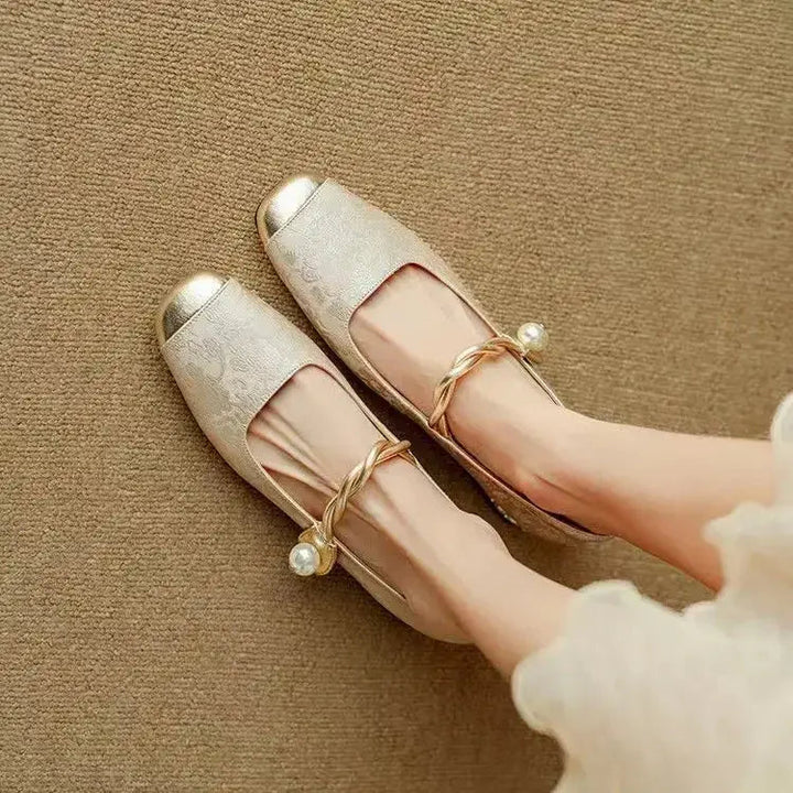 Mary Jane Pumps – Crystal Block Heel & Jacquard Upper