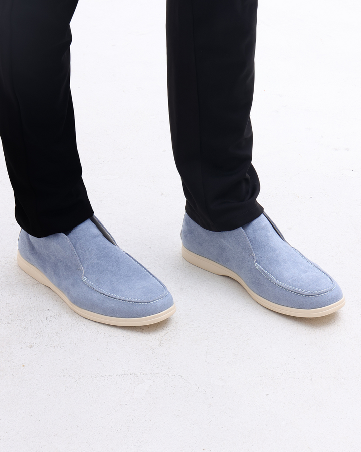 Men's Calf Suede Leather Loafers Slip-On – Full Leather Insole Stitch
