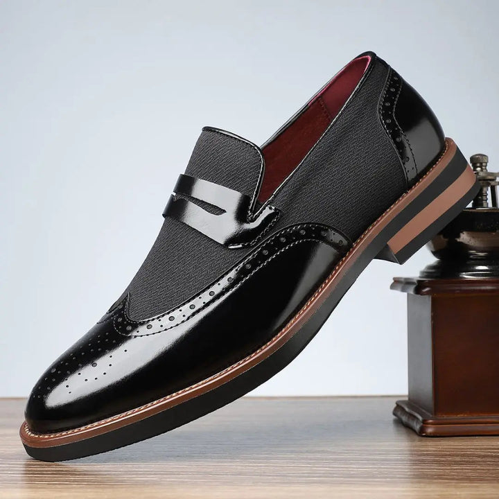 Men's Penny Loafers – Brogue Mixed Material & Metal Strap