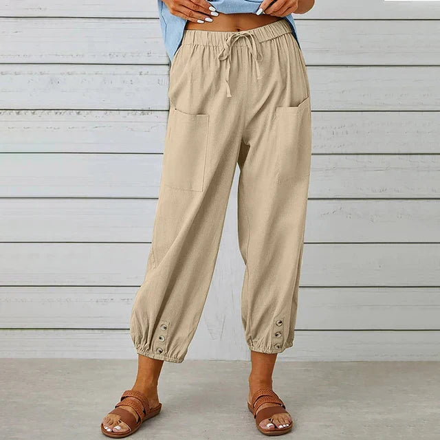 Women's High Waist Relaxed Fit Pants – Drawstring Casual Summer
