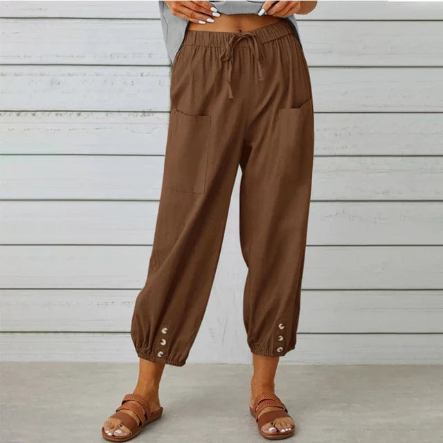 Women's High Waist Relaxed Fit Pants – Drawstring Casual Summer