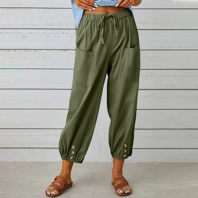Women's High Waist Relaxed Fit Pants – Drawstring Casual Summer