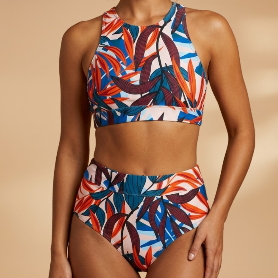 Women's Sports Bikini – Bustier Top & High-Waist Bottom