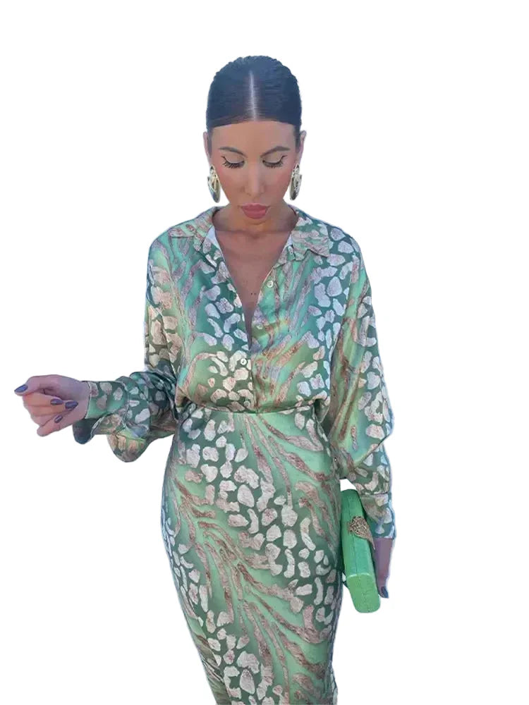 Women's Long Sleeve Midi Dress Collared V-Neck – Waist Seam