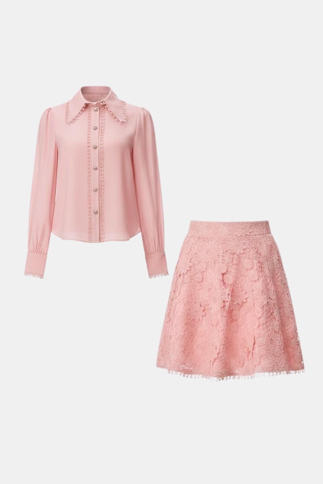 Two Piece Skirt Set – Defined Waist Shirt & Floral Skirt