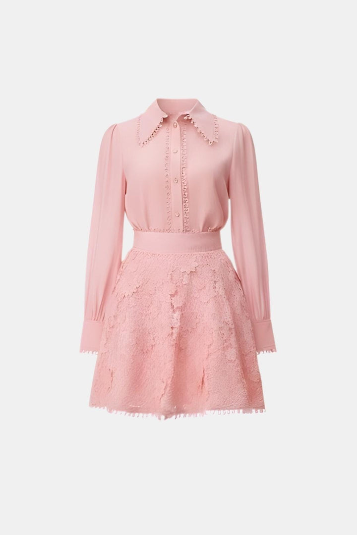 Two Piece Skirt Set – Defined Waist Shirt & Floral Skirt
