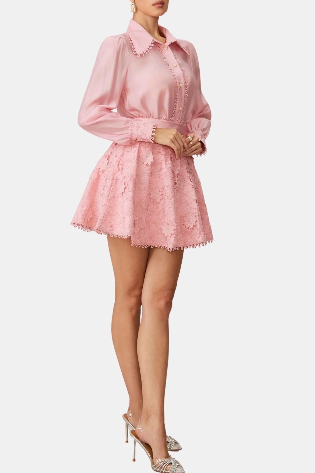 Two Piece Skirt Set – Defined Waist Shirt & Floral Skirt