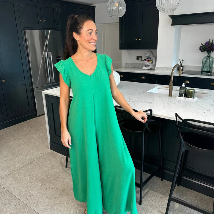Women's Maxi Jumpsuit – Sleeveless Flowy A-Line Silhouette