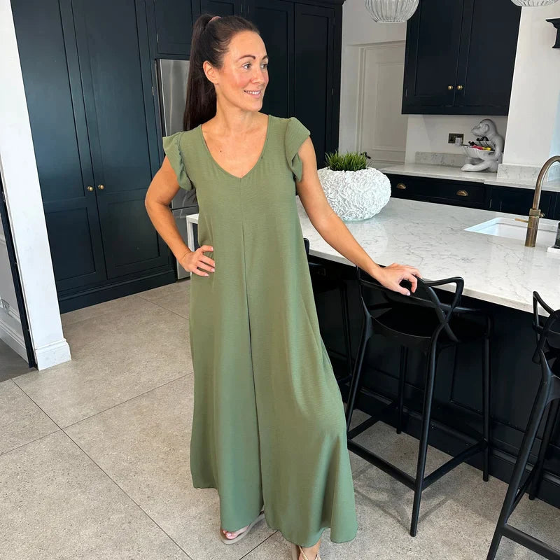 Women's Maxi Jumpsuit – Sleeveless Flowy A-Line Silhouette