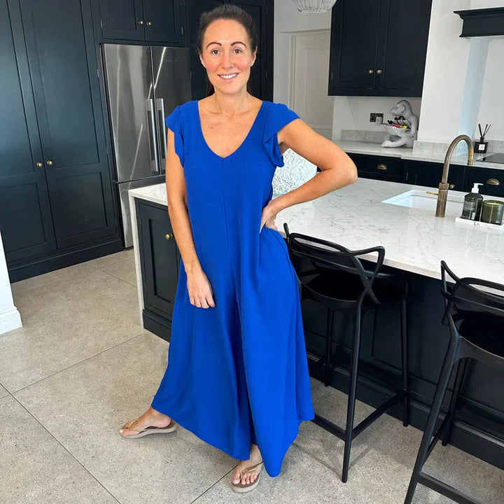 Women's Maxi Jumpsuit – Sleeveless Flowy A-Line Silhouette
