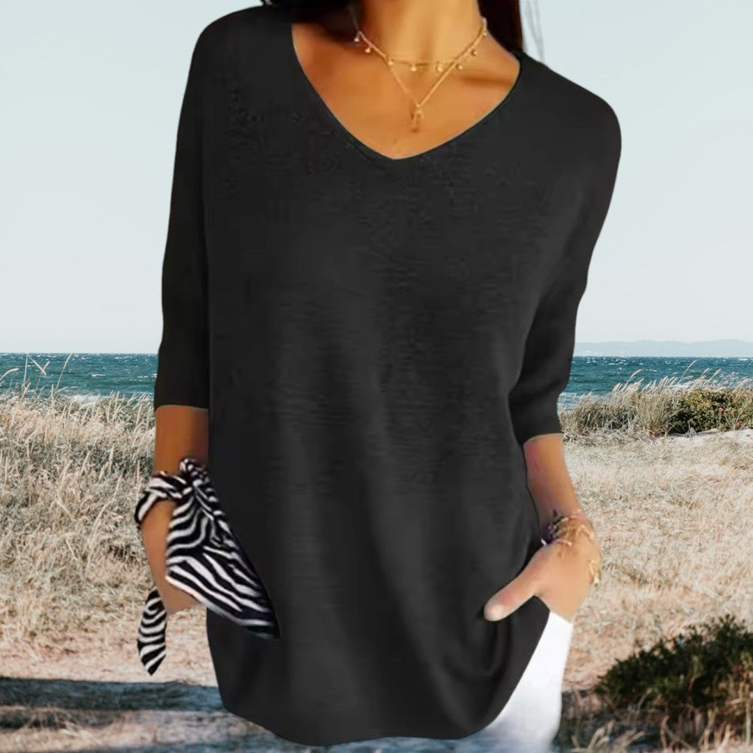 Women's Knit Sweater Slim-Fit Long Sleeve V-Neck – Ribbed Pullover