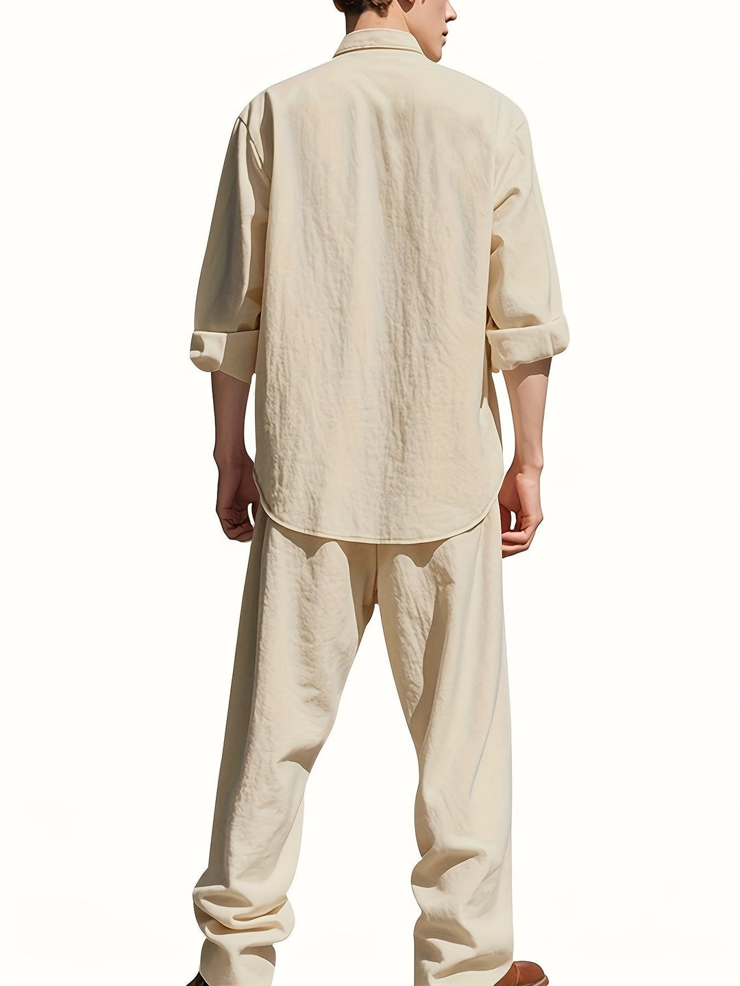 Men's Linen Set – Stand Collar Shirt & Relaxed Trouser