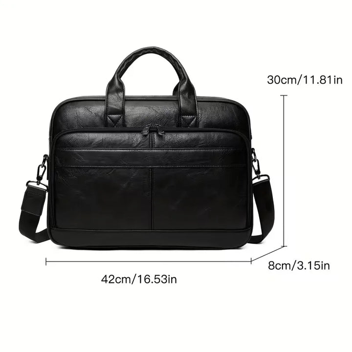 Men's Leather Laptop Bag – Cowhide, Adjustable Shoulder Strap