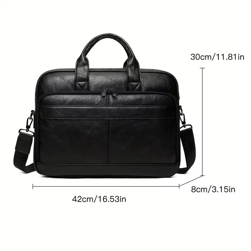 Men's Leather Laptop Bag – Cowhide, Adjustable Shoulder Strap