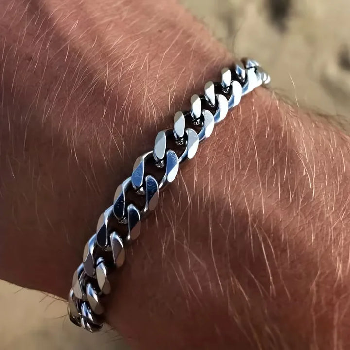 Cuban Link Bracelet Men – Polished Stainless Steel Lobster Clasp