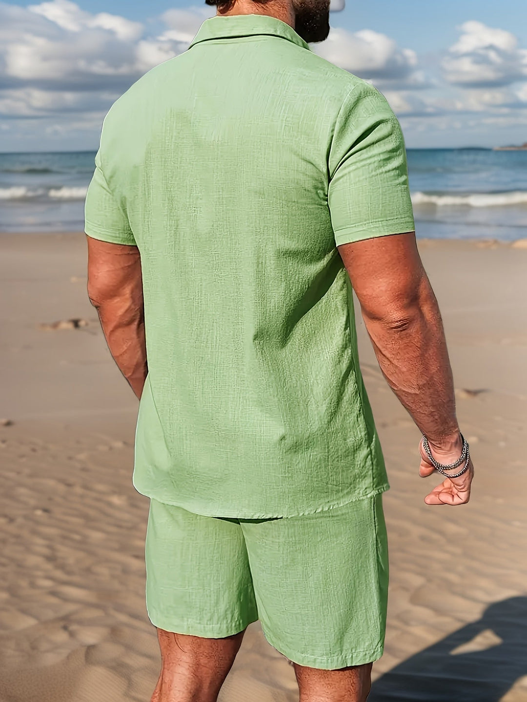 Men's 100% Linen Shirt & Shorts Set – Regular Fit Short Sleeve Co-ord
