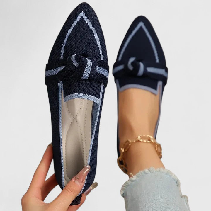 Women's Pointed Toe Loafers – Knot Detail Slip-On Flats