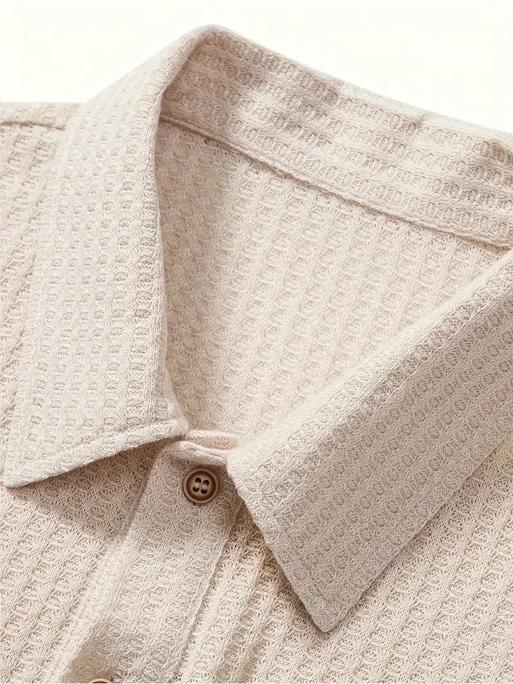 Men's Polo Shirt – Waffle Knit Relaxed Fit Short Sleeve