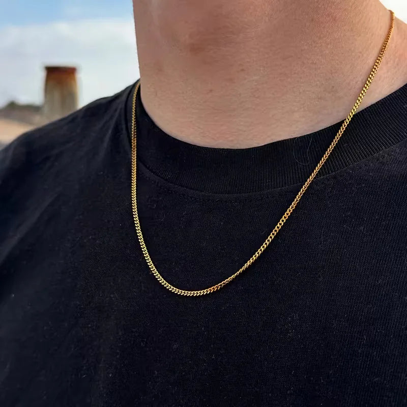 Men's Chain Necklace – Slim Minimalist Metal Link Design
