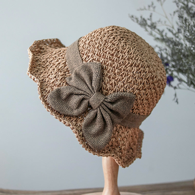 Women's Straw Sun Hat Wide Brim – Vintage Bow Detail