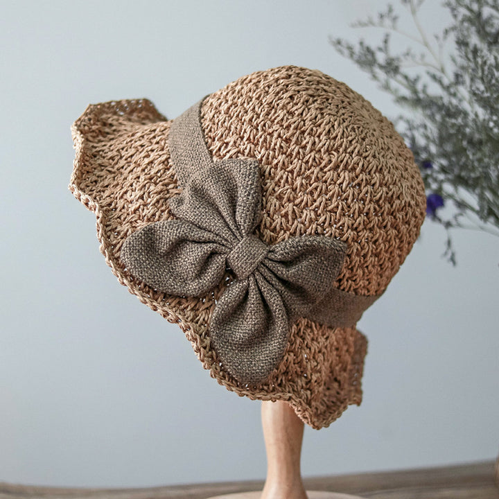 Women's Straw Sun Hat Wide Brim – Vintage Bow Detail