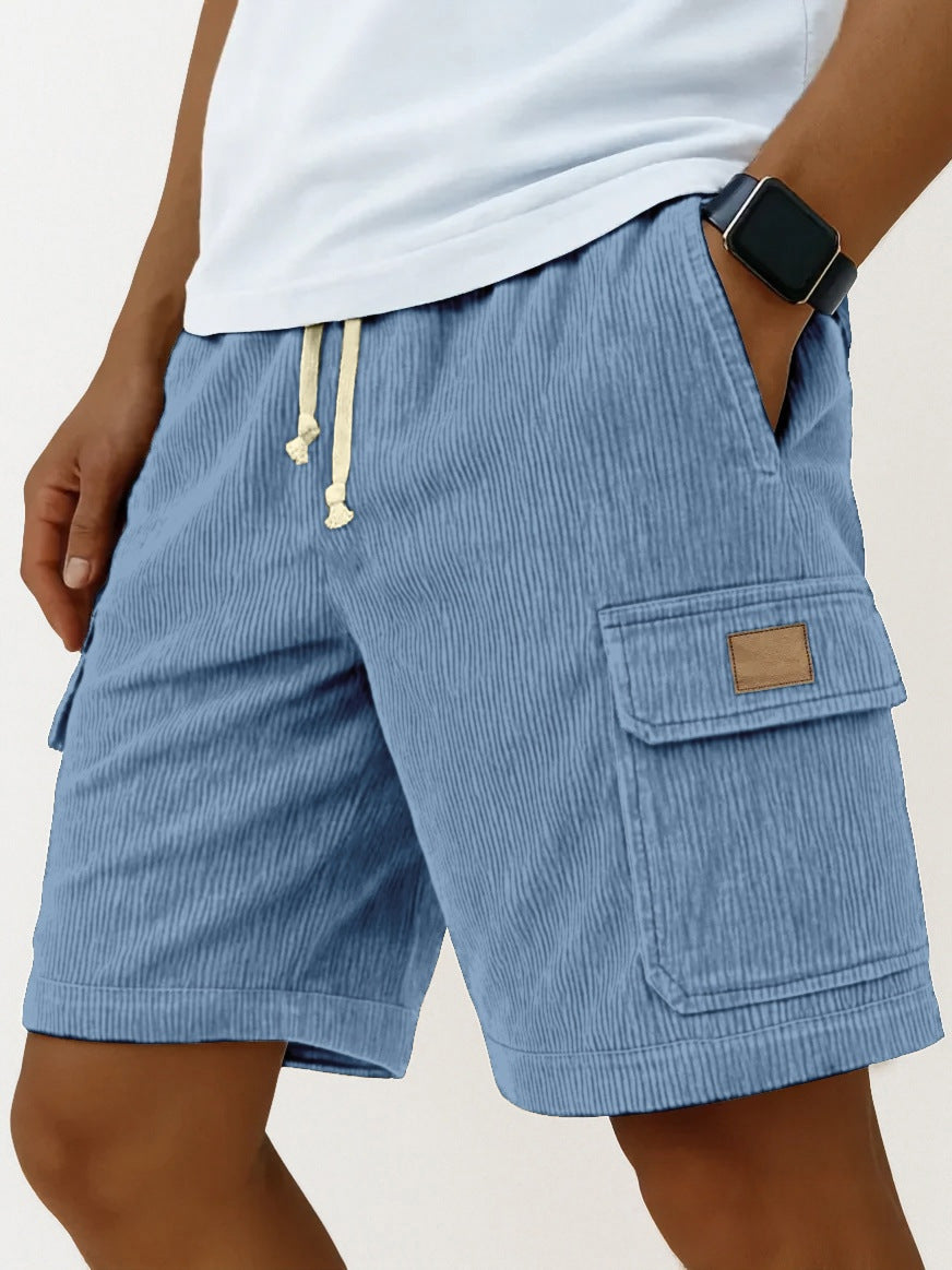 Men's Corduroy Cargo Shorts – Elasticated Drawstring Waist