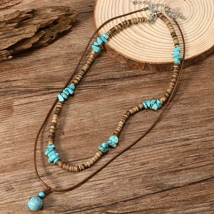 Layered Bead & Cord Necklace Set – Adjustable Two-Piece