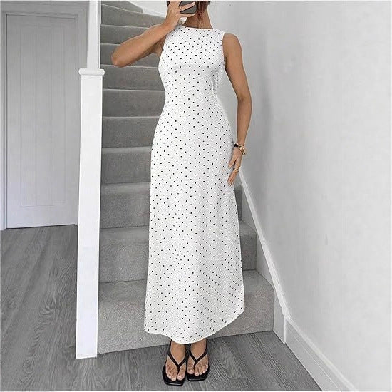 Polka Dot Bodycon Dress – Back Cutout & Lace-Up Detail