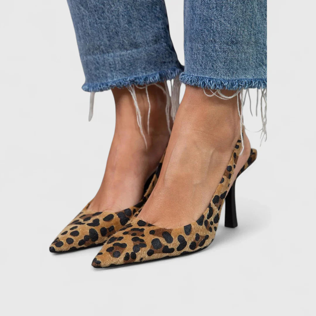 Printed Slingback Stiletto Heels – Pointed Toe Women's Shoes