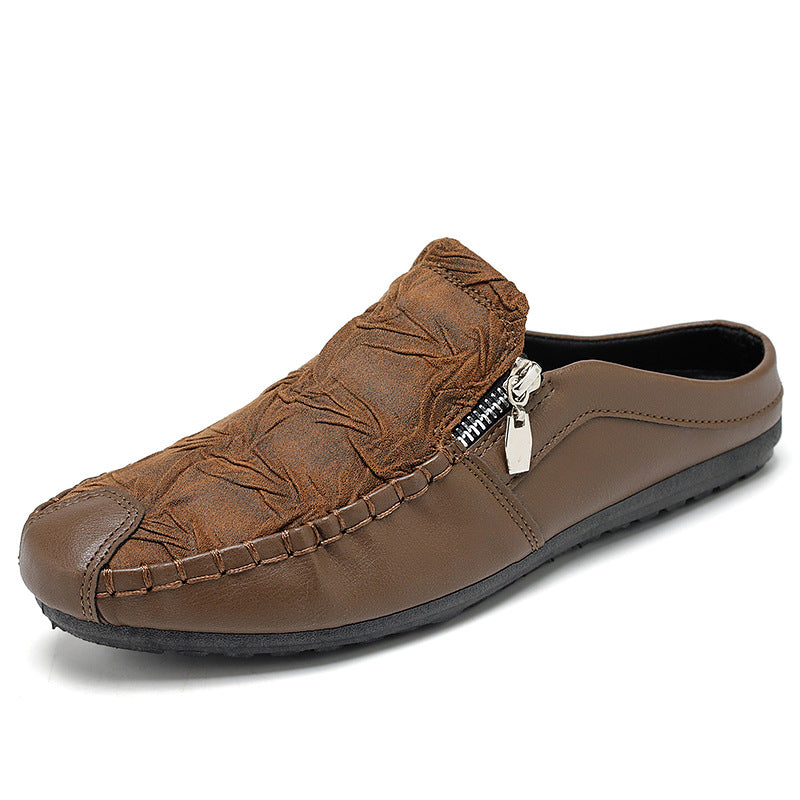 Men's Open-Back Loafer Mule Vegan Leather Slip-On with Backless Design