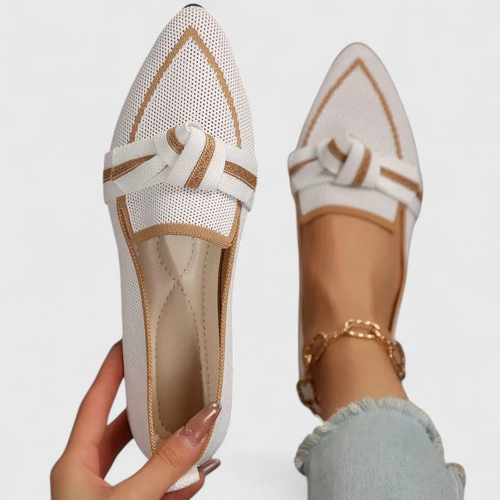Women's Pointed Toe Loafers – Knot Detail Slip-On Flats