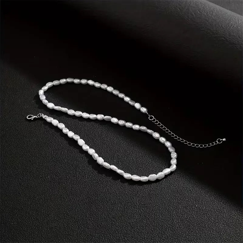 Baroque Faux Pearl Necklace – Irregular Bead Unisex Statement