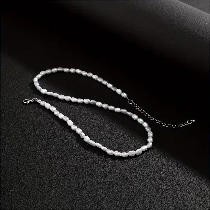 Baroque Faux Pearl Necklace – Irregular Bead Unisex Statement