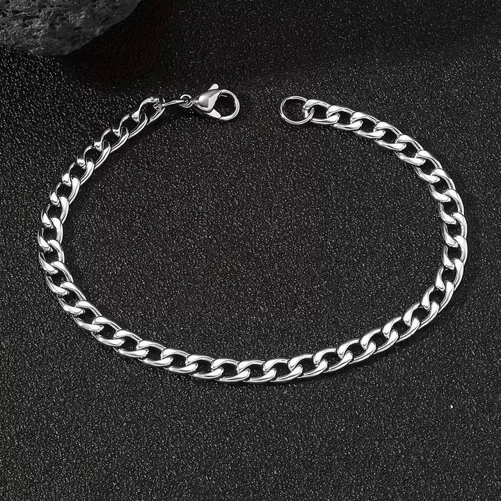 Mens Titanium Bracelet – Minimalist Steel Link Chain Design