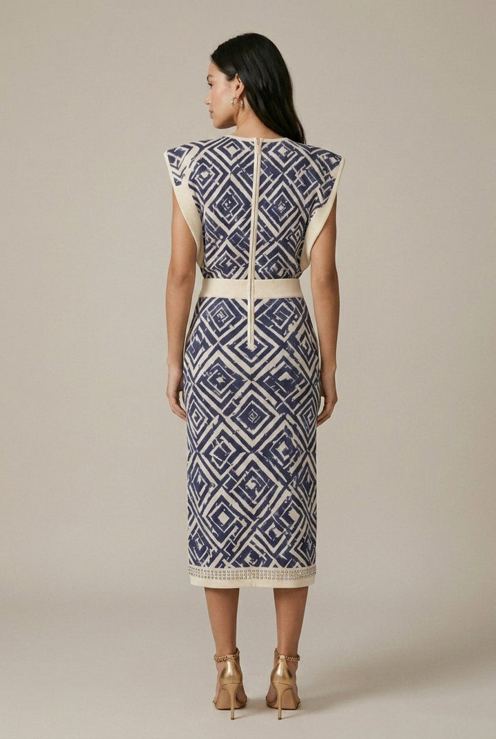 Women's Two Piece Set – Sleeveless Top & Tailored Midi Skirt