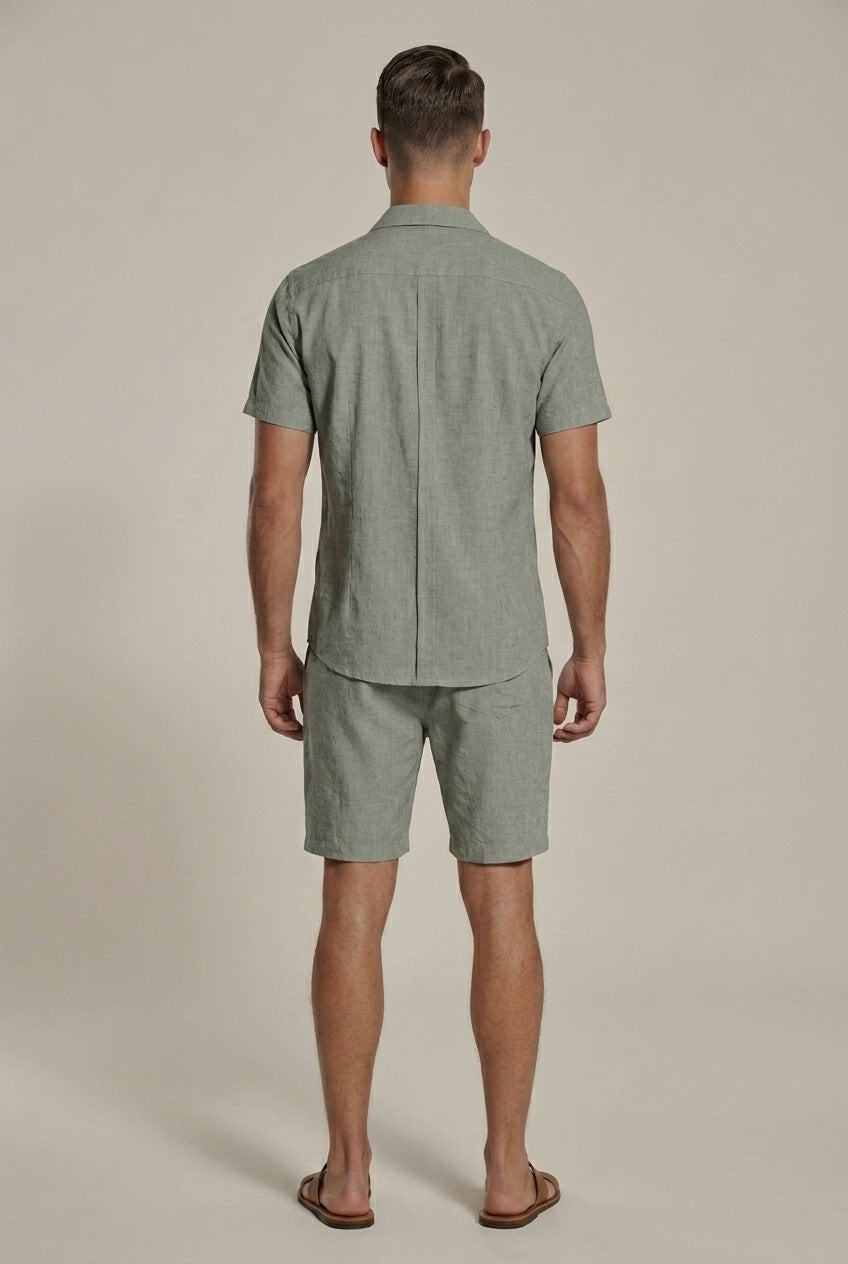 Men's Linen Short Sleeve Shirt and Shorts Set – Coordinated
