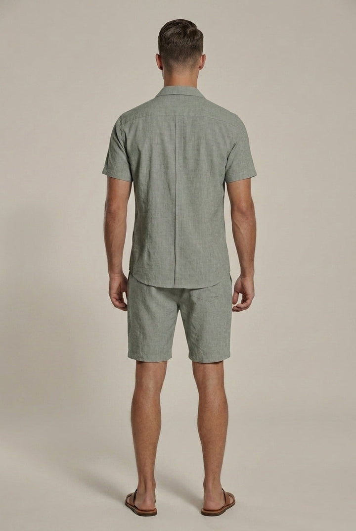Men's Linen Short Sleeve Shirt and Shorts Set – Coordinated