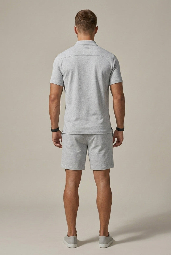 Men's Short Sleeve Shirt & Drawstring Shorts Two-Piece Set
