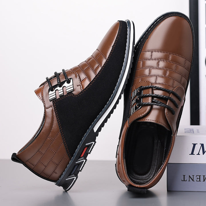 Men's Leather Dress Shoes – Panel Lace-Up Smart Casual