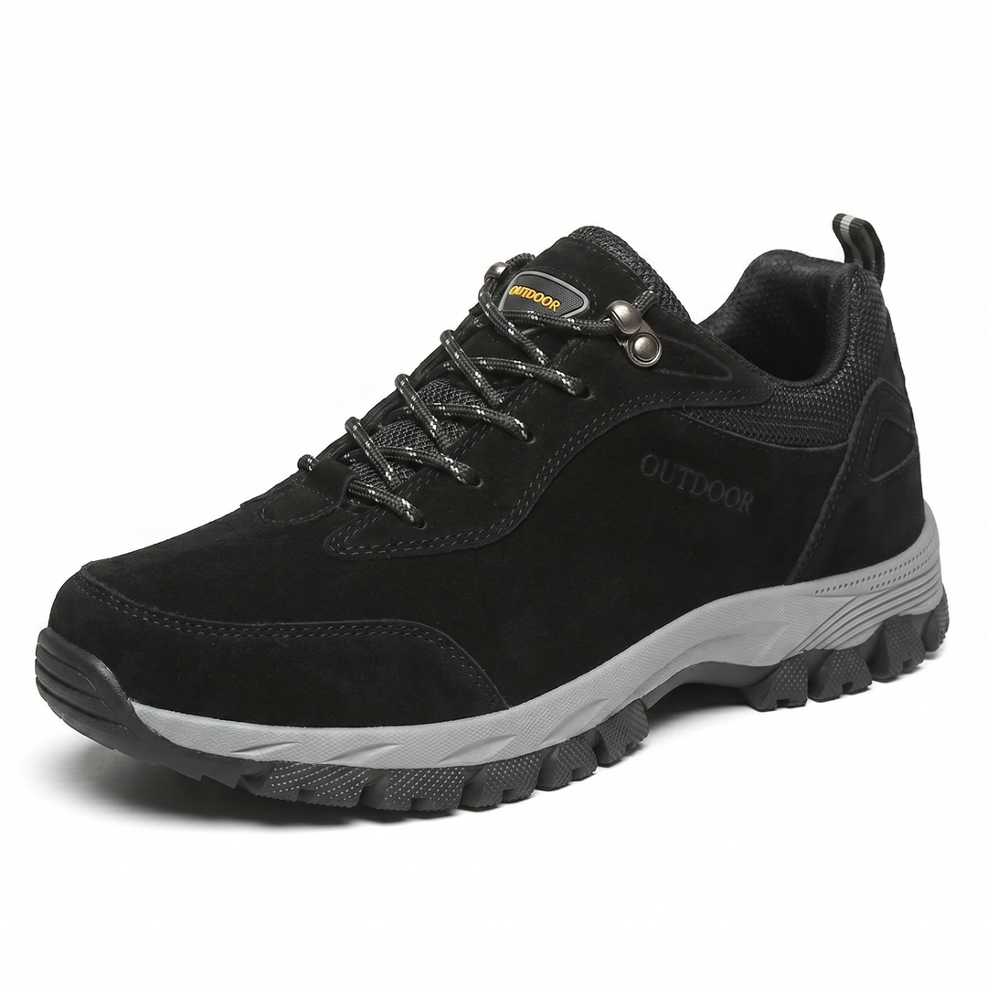 Men's Low-Cut Hiking Shoes – Suede Panel Lace-Up Rubber Outsole