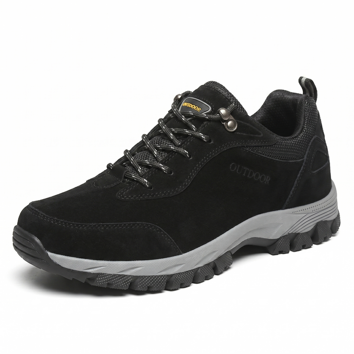 Men's Low-Cut Hiking Shoes – Suede Panel Lace-Up Rubber Outsole