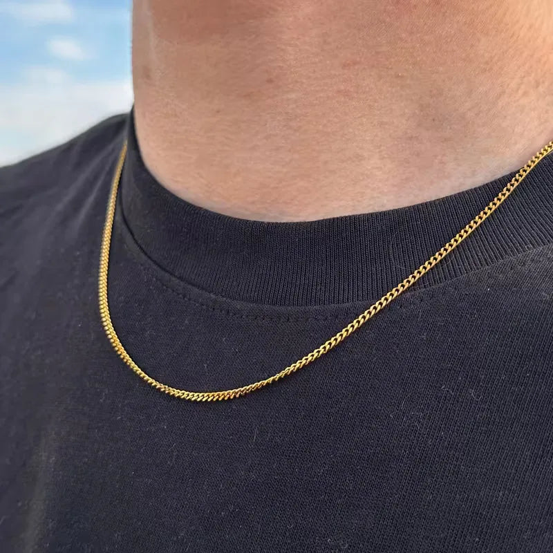 Men's Chain Necklace – Slim Minimalist Metal Link Design