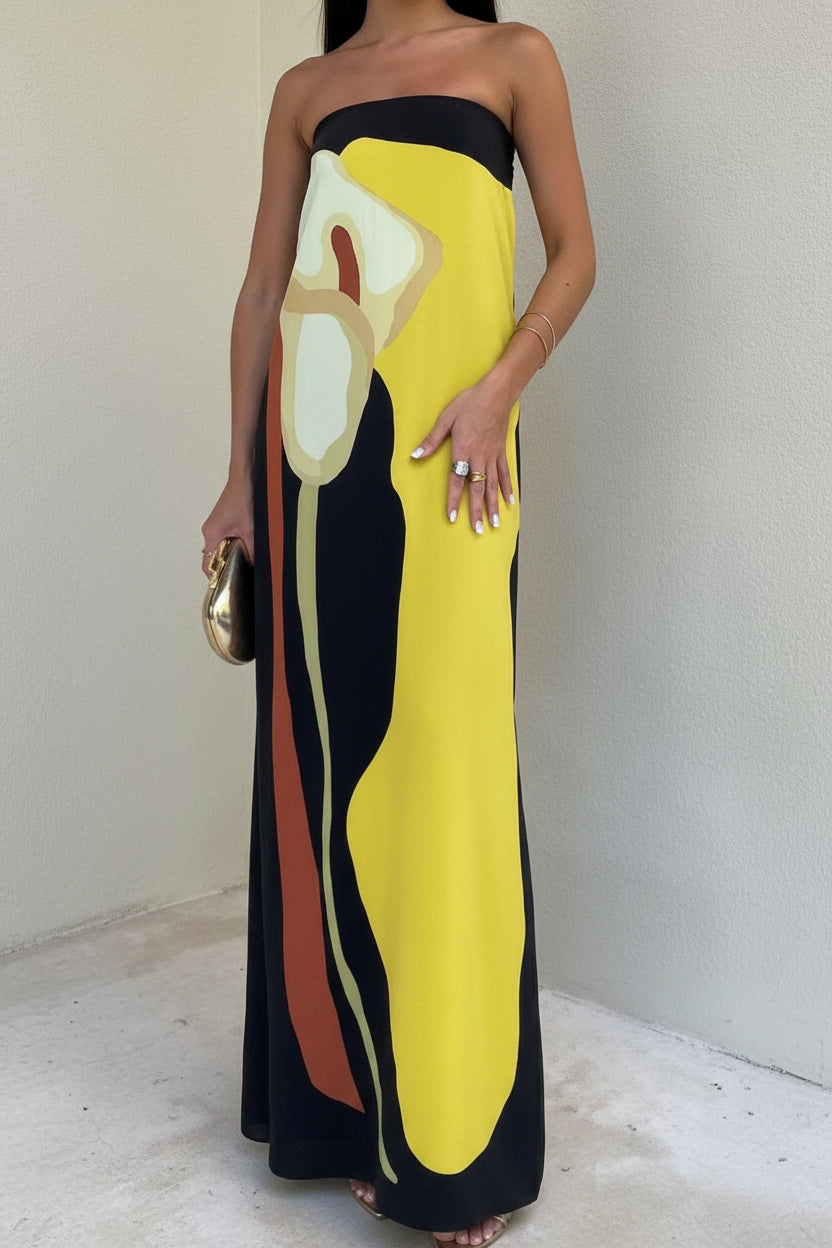 Maxi Dress for Women – Strapless Flowy Printed Summer Style