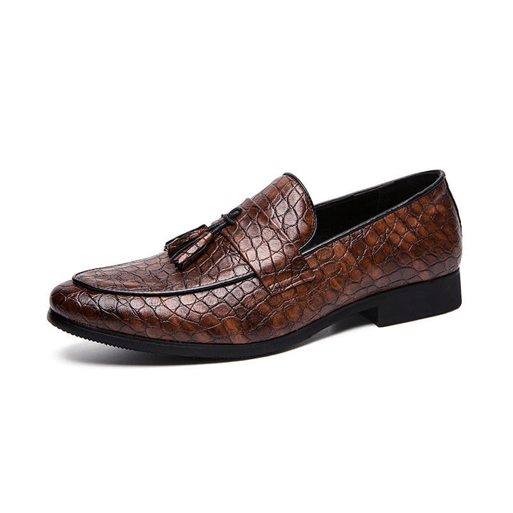 Men's Loafers – Croc-Embossed Tassel Slip-On Dress Shoes