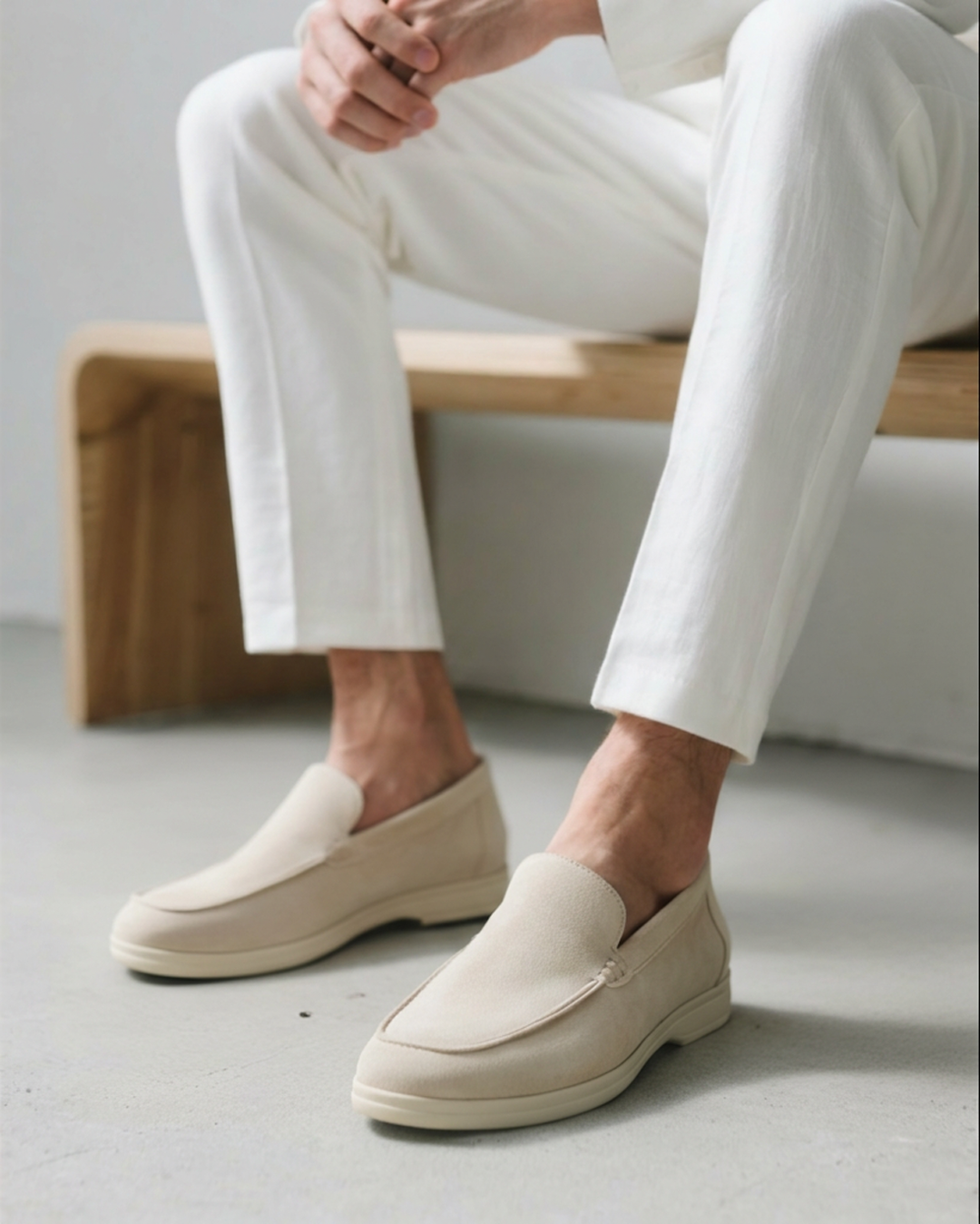 Men's Suede Loafers – Slip-On with Detailed Stitching