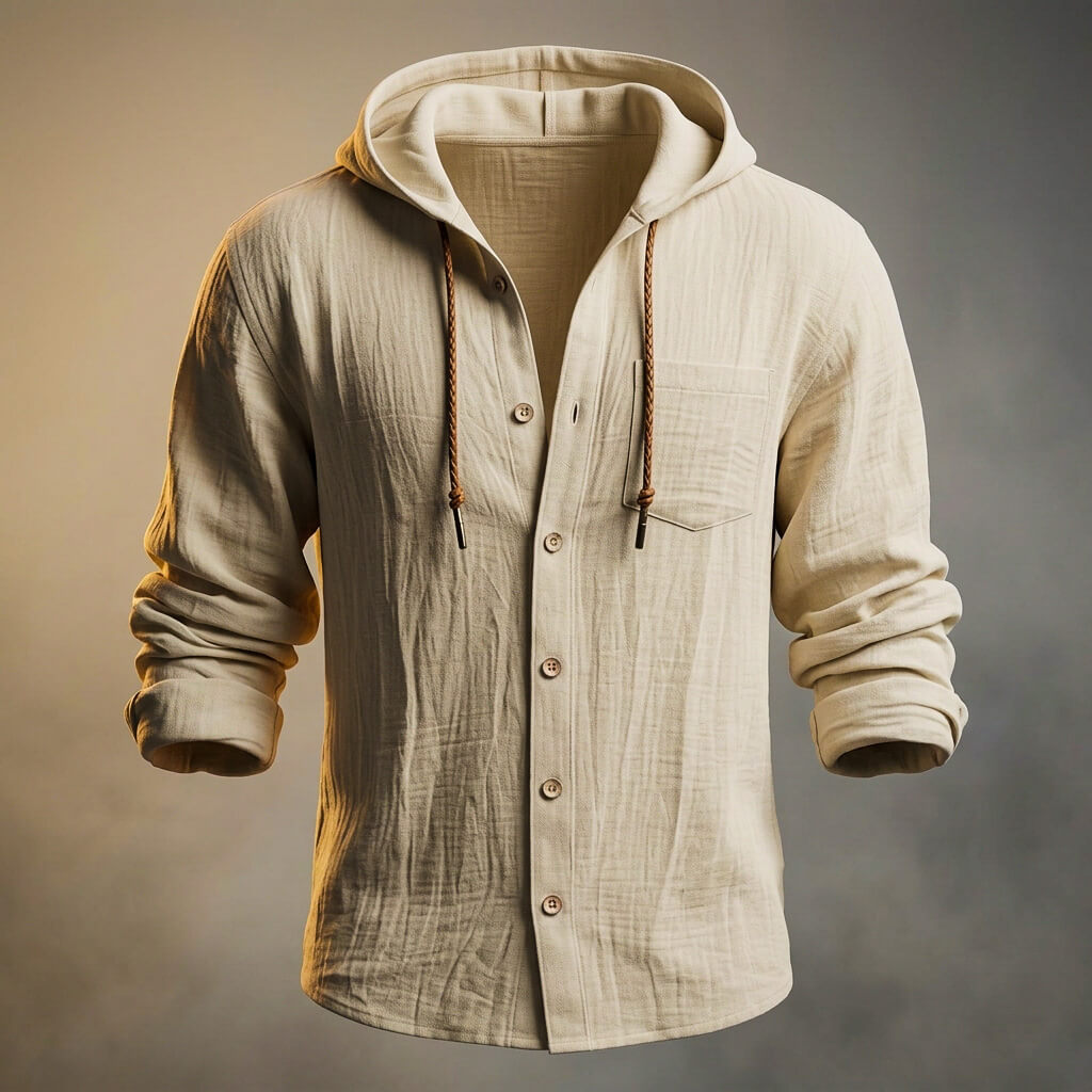 Men's Peruvian Cotton Linen Blend Hooded Jacket – Casual Zip