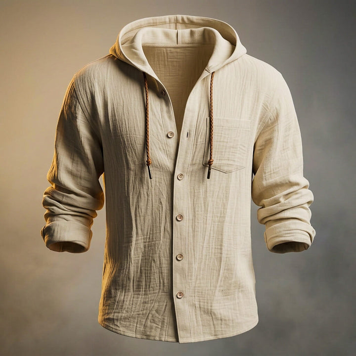 Men's Peruvian Cotton Linen Blend Hooded Jacket – Casual Zip