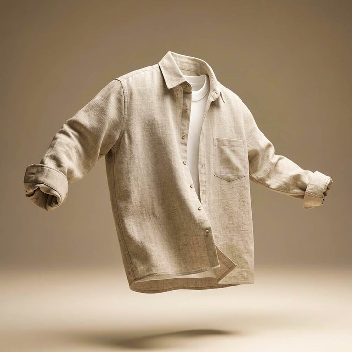 Men's Cotton Linen Look Shirt – Peruvian Blend Lightweight Breathable