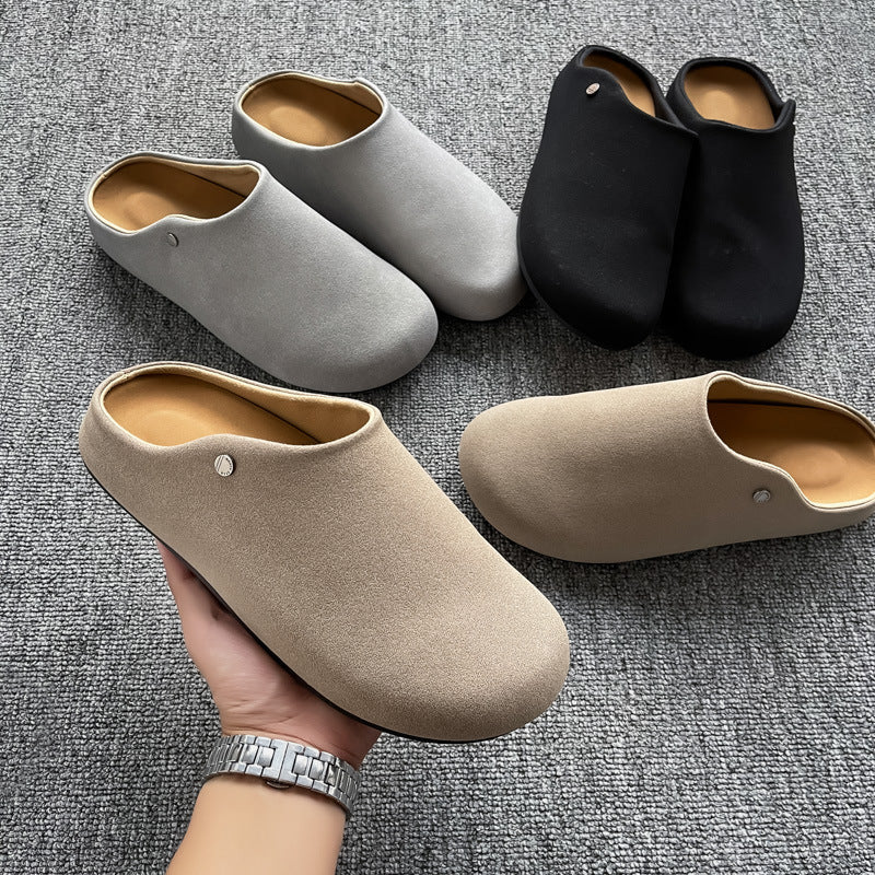 Men's Slip-On Mules – Suede Closed Toe Flat Casual Shoes